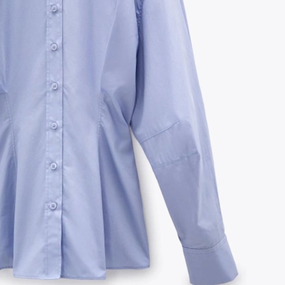 ZARA Blue Adjusted Button-down oversized shirt - Picture 3 of 9